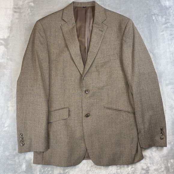 Jos. A. Bank Men's 40R Beige Tan Houndstooth Plaid Brown 2-Button Wool Blazer - Picture 1 of 9